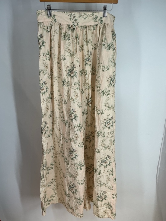 Selkie Pants - Selkie Cream Wide Leg Pants with Green Floral Print Size M